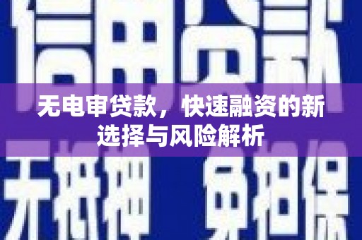 泾川无电审贷款，快速融资的新选择与风险解析